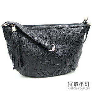 Gucci Soho Leather Shoulder Bag Black Tassel Interlocking GG crossbody